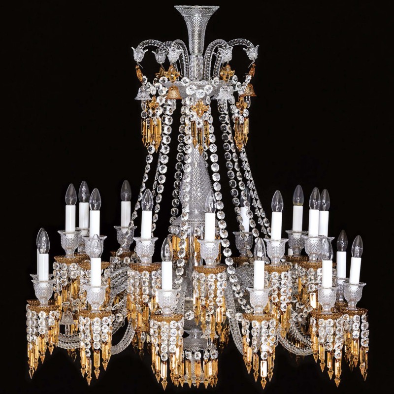 24 Lights Short Zénith Charleston Amber Baccarat Crystal Chandelier