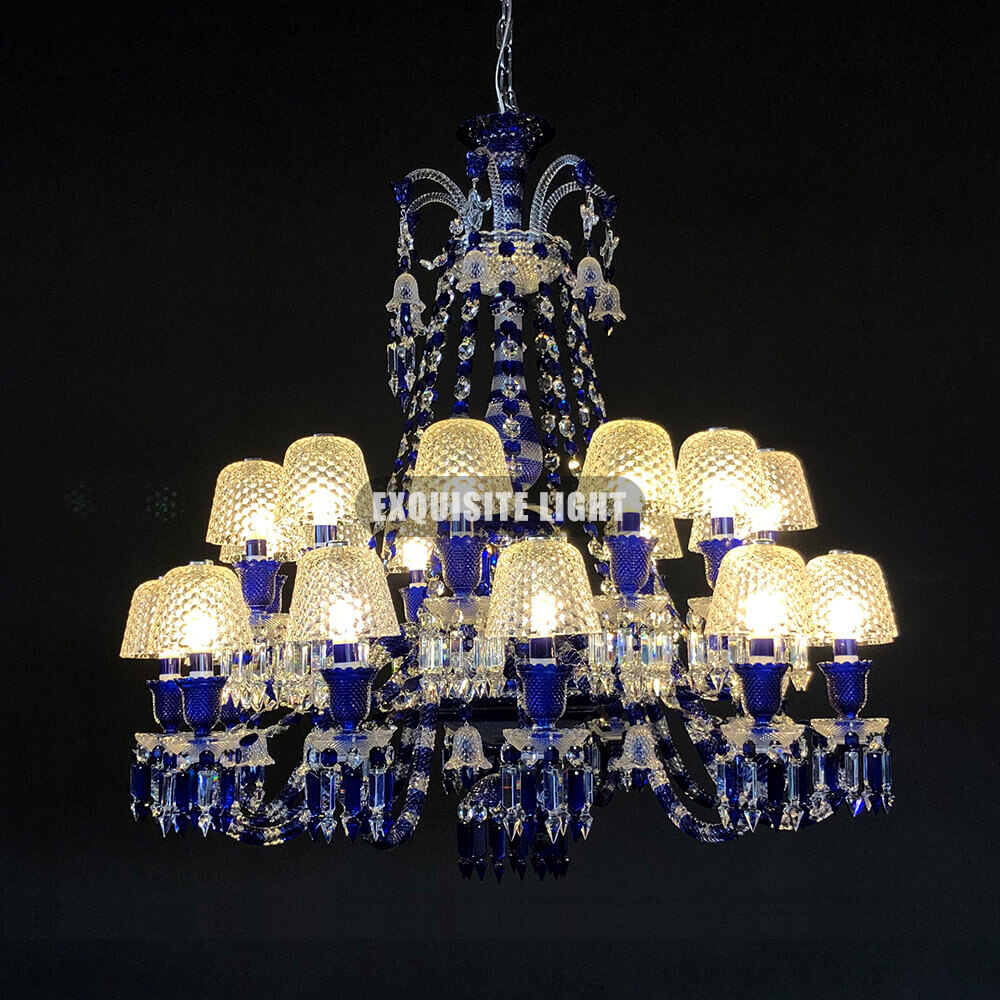 24 Lights Zénith Faunacrystopolis Baccarat Chandelier Blue Baccarat Crystal Lighting