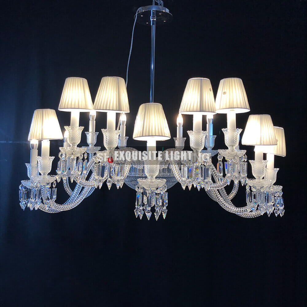 16 Lights Replica Ellipse Baccarat Crystal Lighting Dining Room Chandelier with Lampshades