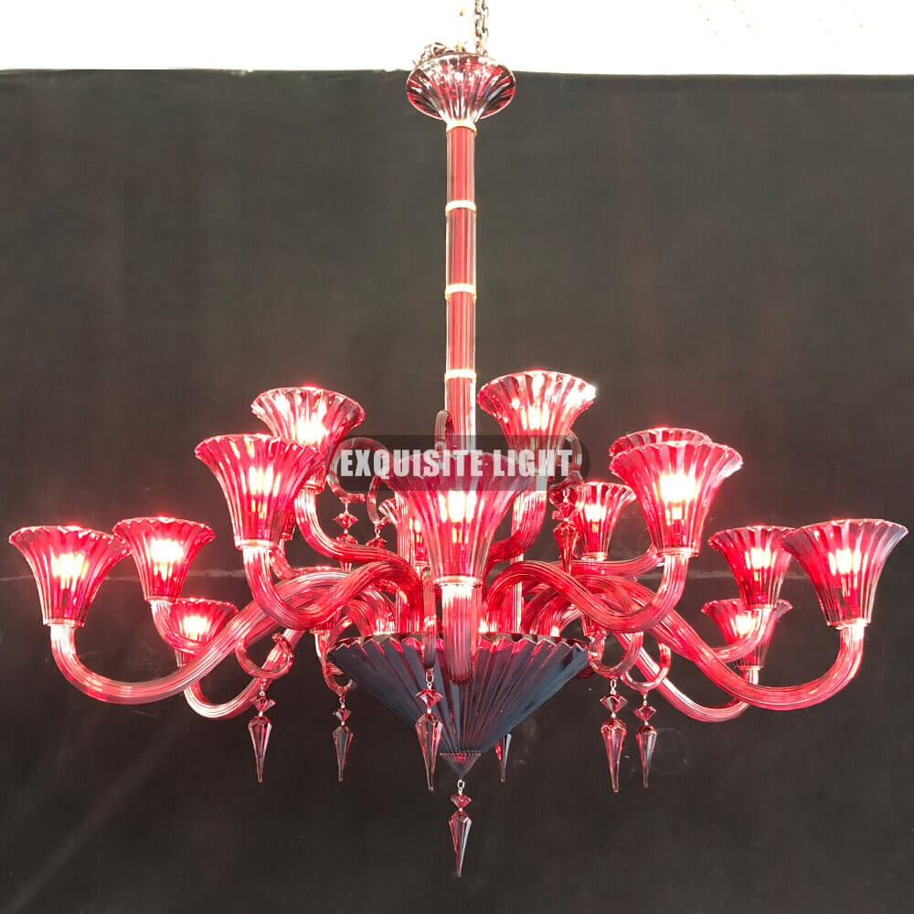 High Quality 18 Lights Replica Mille Nunits Baccarat Chandelier Red Crystal Lighting