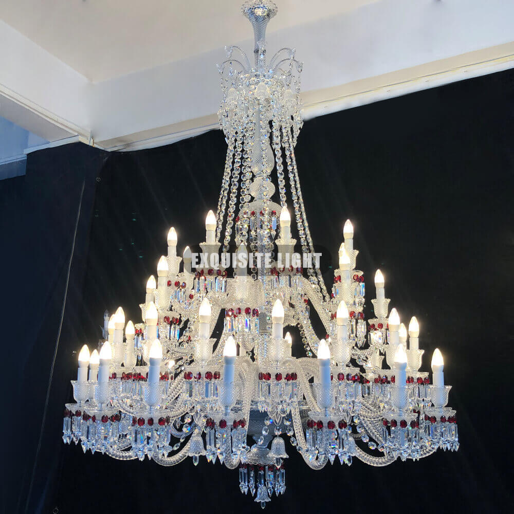 Custom Zenith Chandelier Baccarat Red Crystal Lighting