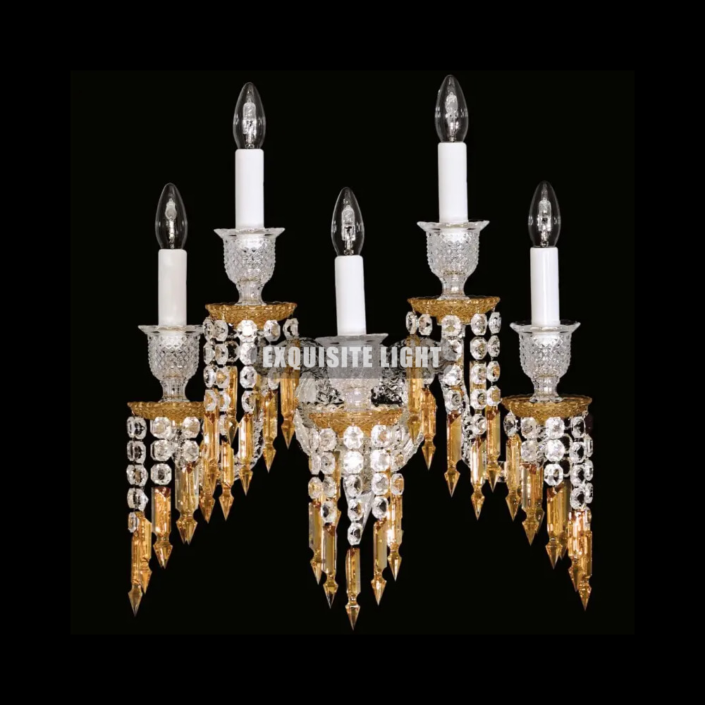 5 Lights Amber Baccarat Crystal Wall Sconce