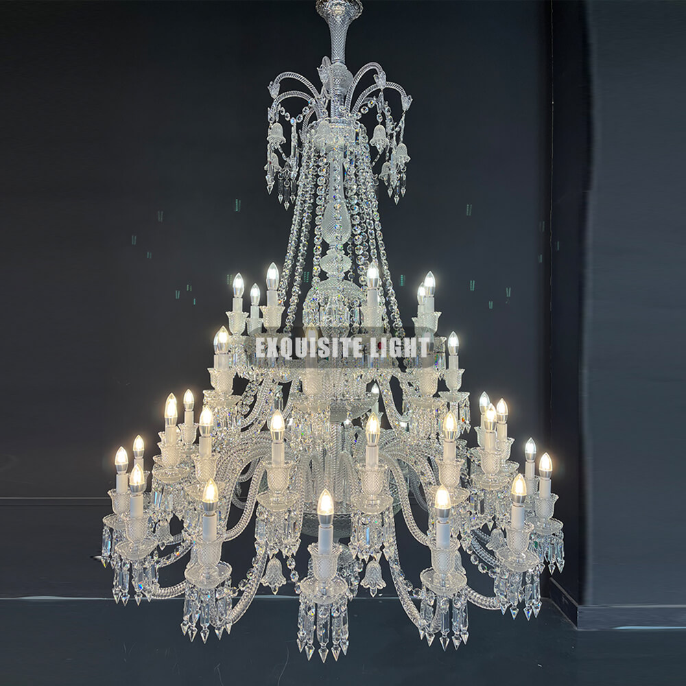 48 Lamps Elegant Zenith Baccarat Crystal Chandelier for Big Living Room