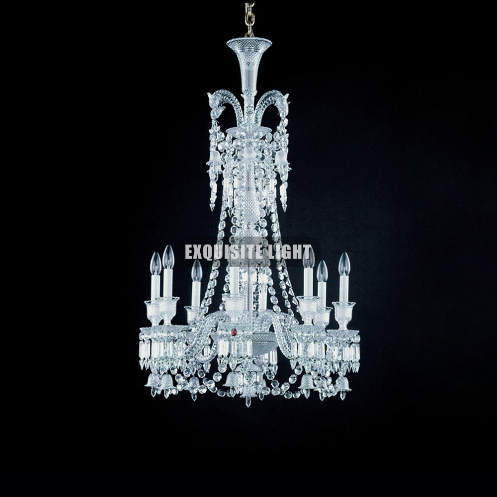 Long 8 Lights Clear Baccrat Chandelier