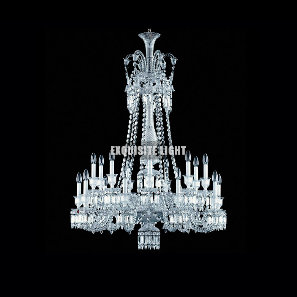 Long 18 Lights Clear Baccarat Chandelier