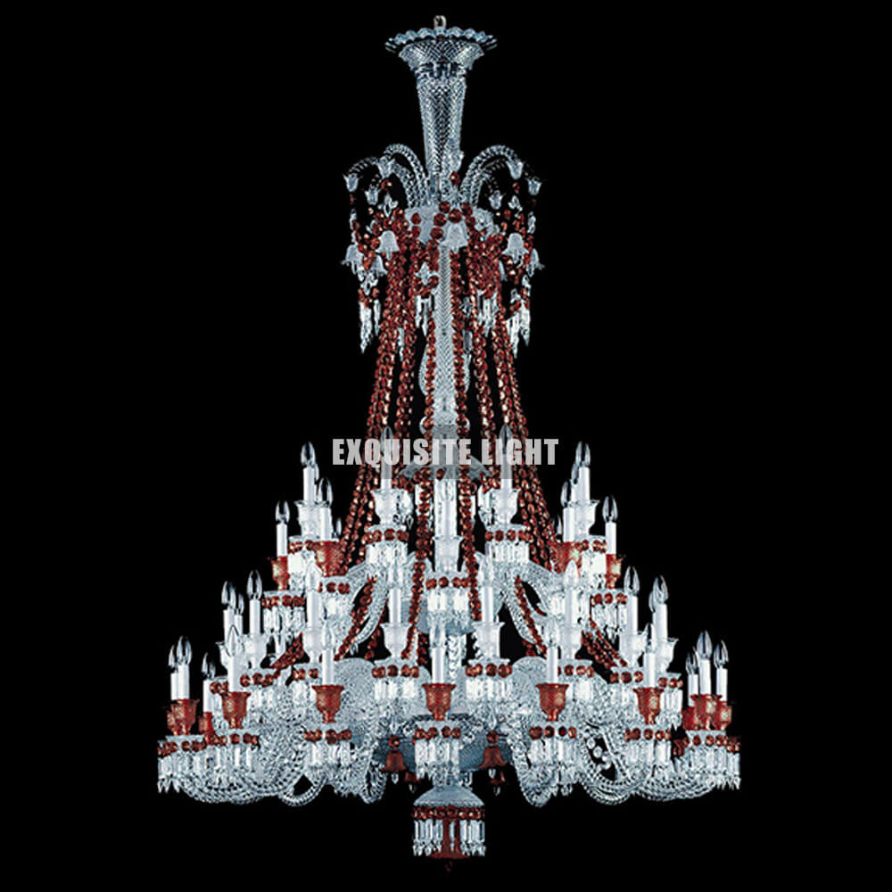 48 Lights Red Baccarat Chandelier