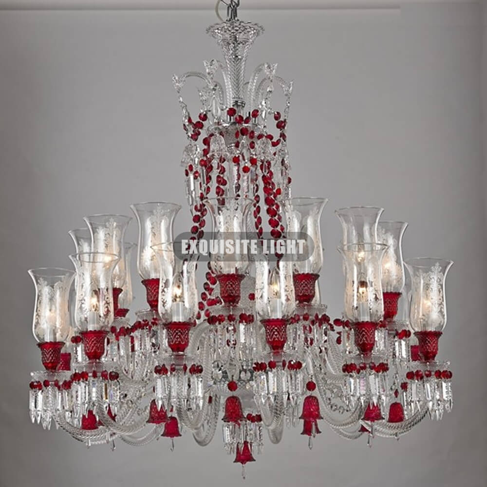 24 Lights Red Baccarat Crystal Lamp