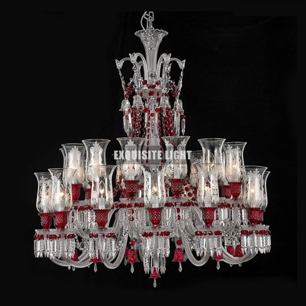 18 Lights  Red Baccarat Crystal Lamp