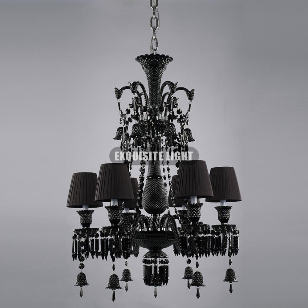 6 Lights Black Baccarat Crystal Lighting with Shade