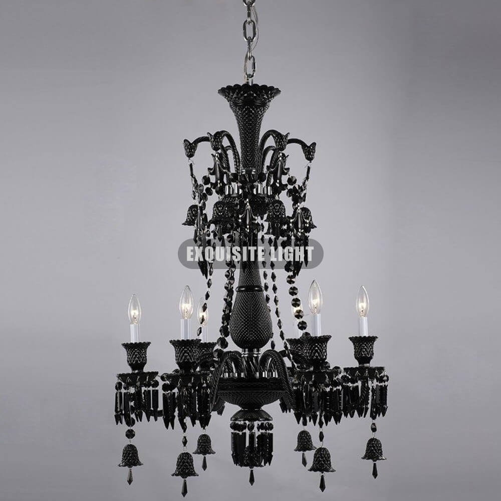 6 Lights Black Baccarat Crystal Lighting