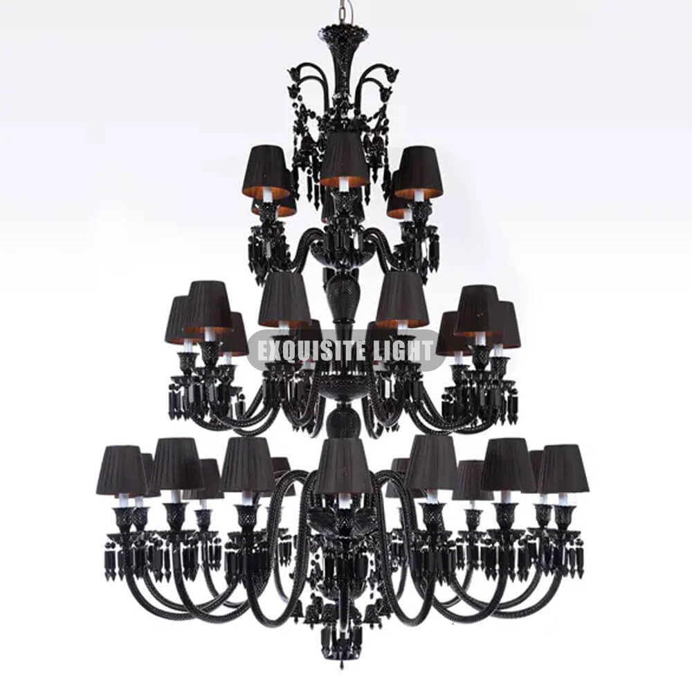 30 Lights Black Baccarat Crystal Lighting with Shade