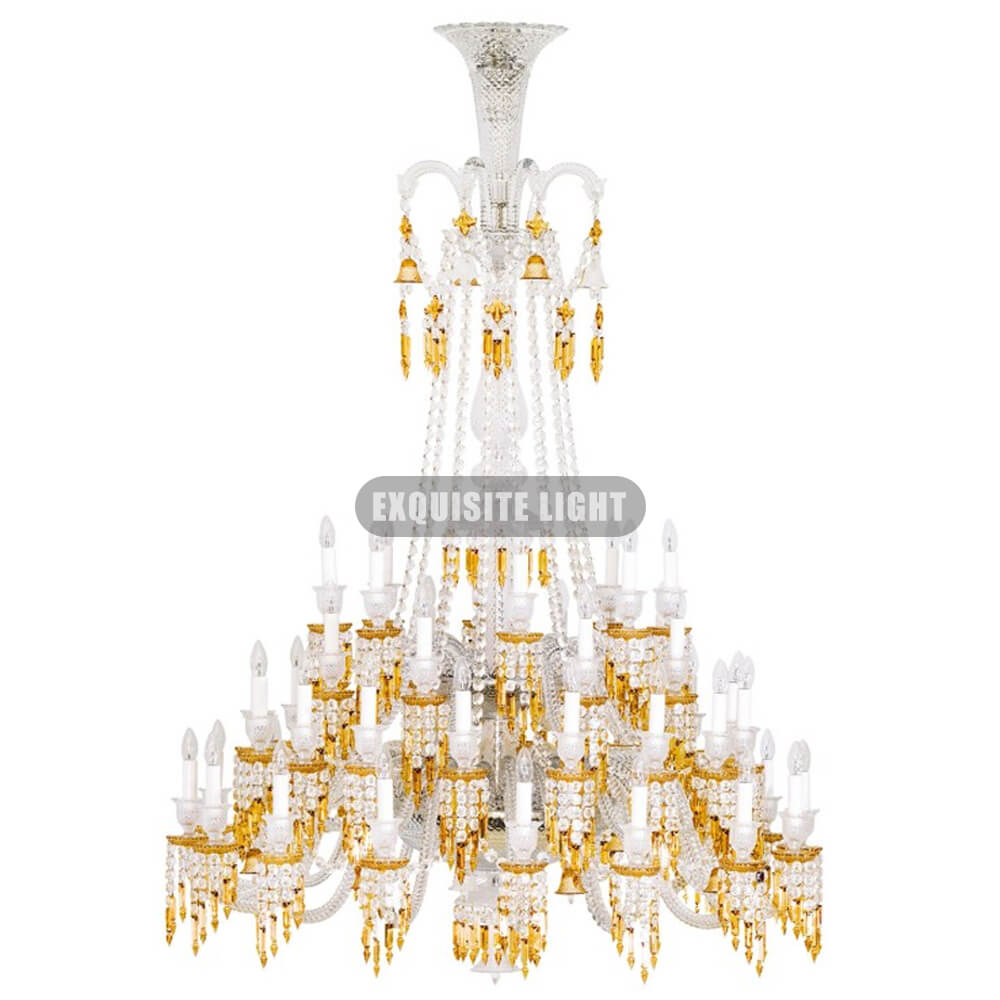 48 Lights Amber Baccarat Crystal Chandelier