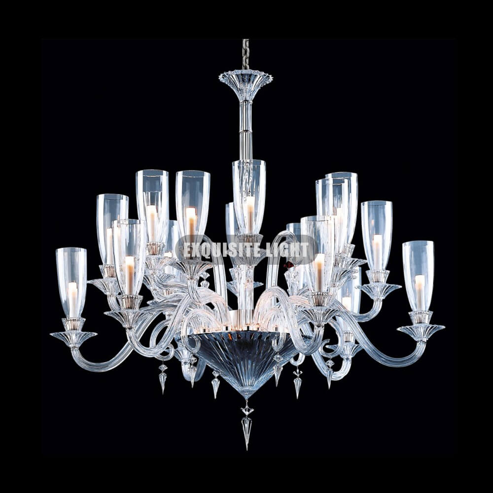 18 Lights Baccarat Chandelier with Glass Shade