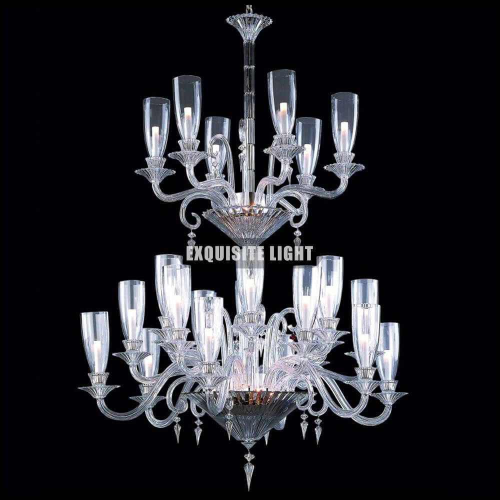 2 Layer 24 Lights Big Baccarat Lighting with Glass Shade